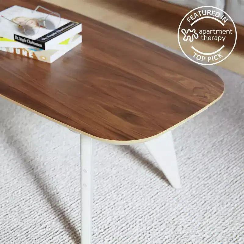 Tavolino da caffè Hoek Long, 47,5 x 20, rettangolare, design salvaspazio e portatile, montaggio con un clic senza attrezzi con gancio a muro