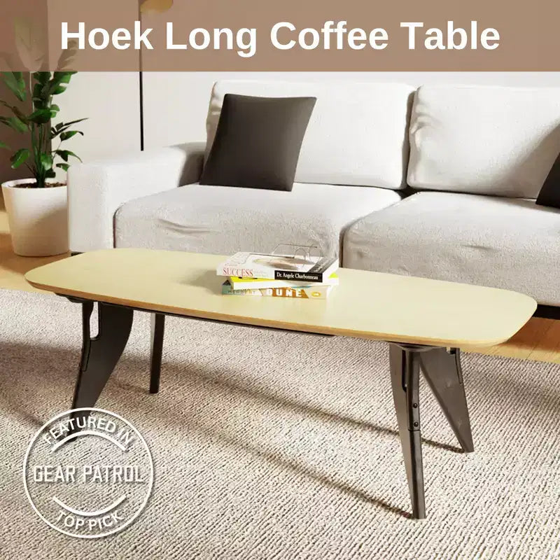 Tavolino da caffè Hoek Long, 47,5 x 20, rettangolare, design salvaspazio e portatile, montaggio con un clic senza attrezzi con gancio a muro