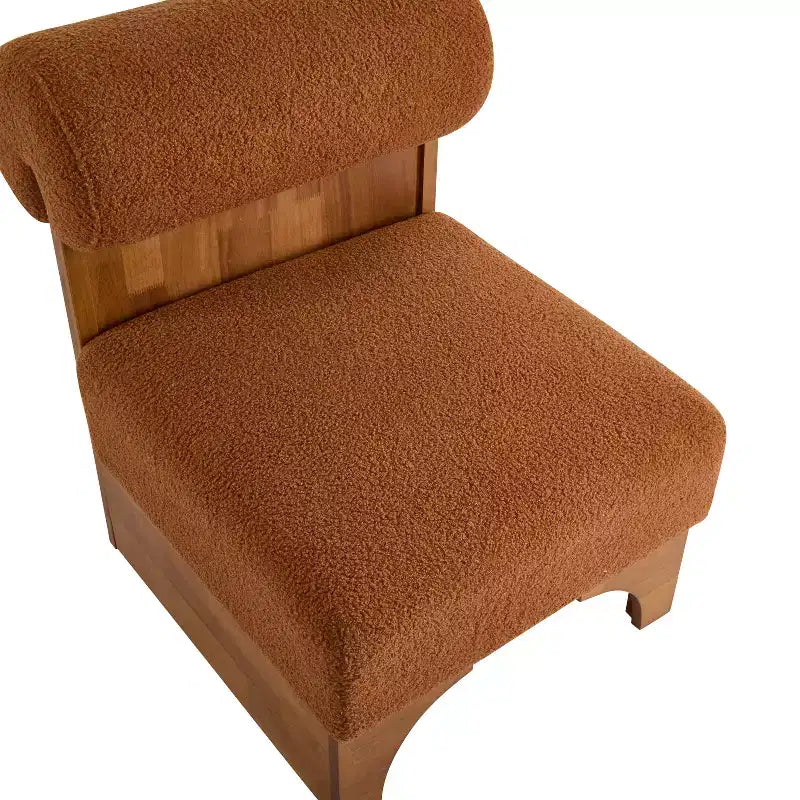Christopher Knight Home Pedro Sedia di design imbottita in bouclé con struttura in legno di gomma e schienale arrotolato