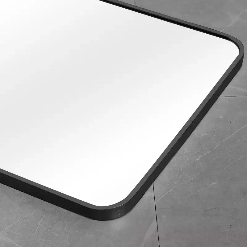 Specchio ad arco sottile in alluminio - Cornice nera 91x61 cm