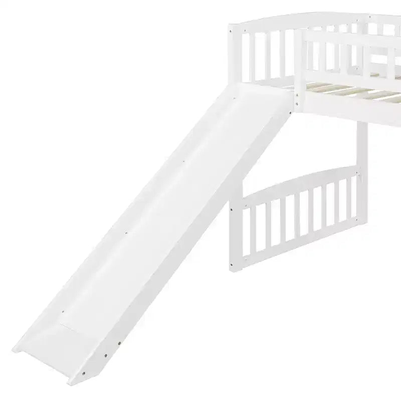 Whisen Letto a soppalco in legno con scivolo e scaletta, 196,6 cm L x 225,8 cm W, dimensione doppia