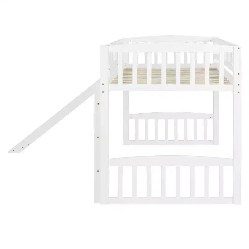 Whisen Letto a soppalco in legno con scivolo e scaletta, 196,6 cm L x 225,8 cm W, dimensione doppia
