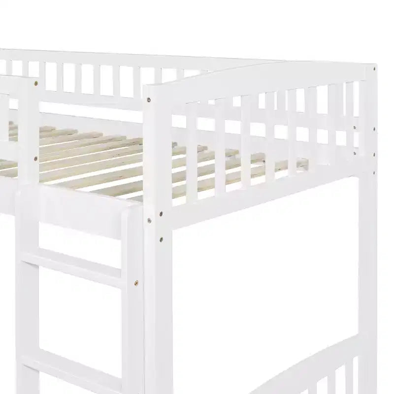 Whisen Letto a soppalco in legno con scivolo e scaletta, 196,6 cm L x 225,8 cm W, dimensione doppia