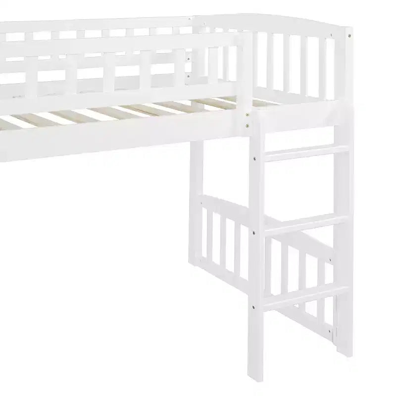 Whisen Letto a soppalco in legno con scivolo e scaletta, 196,6 cm L x 225,8 cm W, dimensione doppia