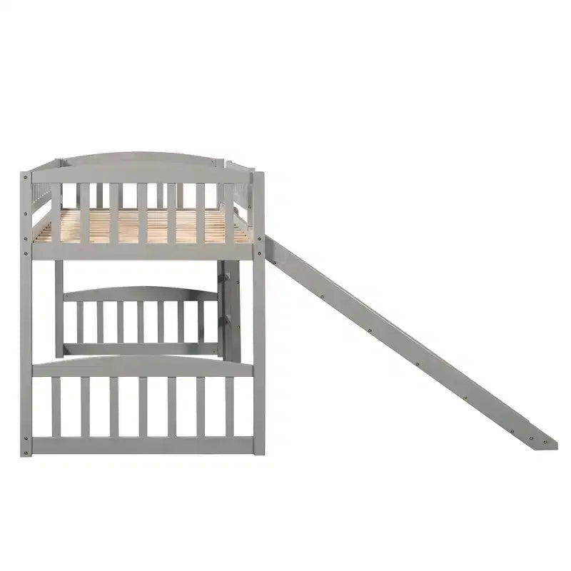 Whisen Letto a soppalco in legno con scivolo e scaletta, 196,6 cm L x 225,8 cm W, dimensione doppia