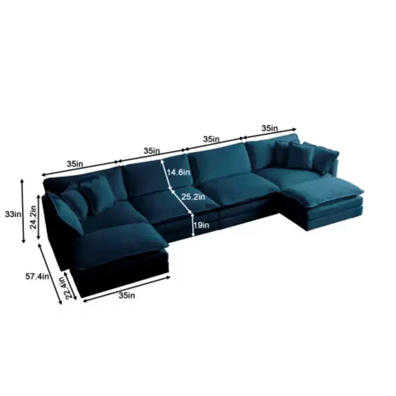 Divano a U modulare: chaise longue reversibile, doppi pouf e comfort eccezionale