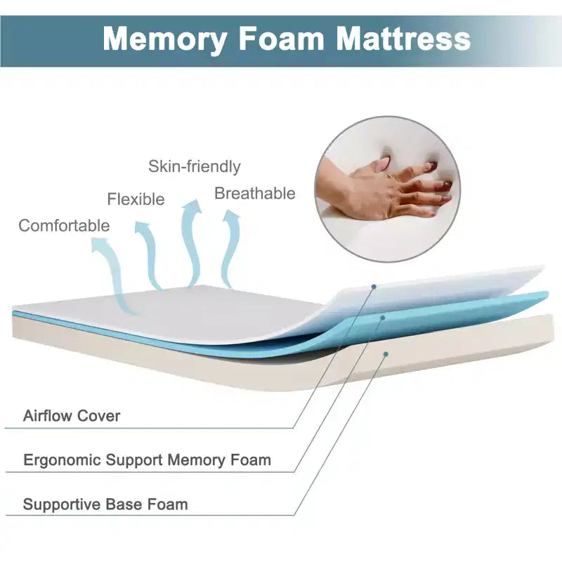 Letto Pieghevole Pieghevole per Ospiti con Materasso in Memory Foam Fabbricato in Italia