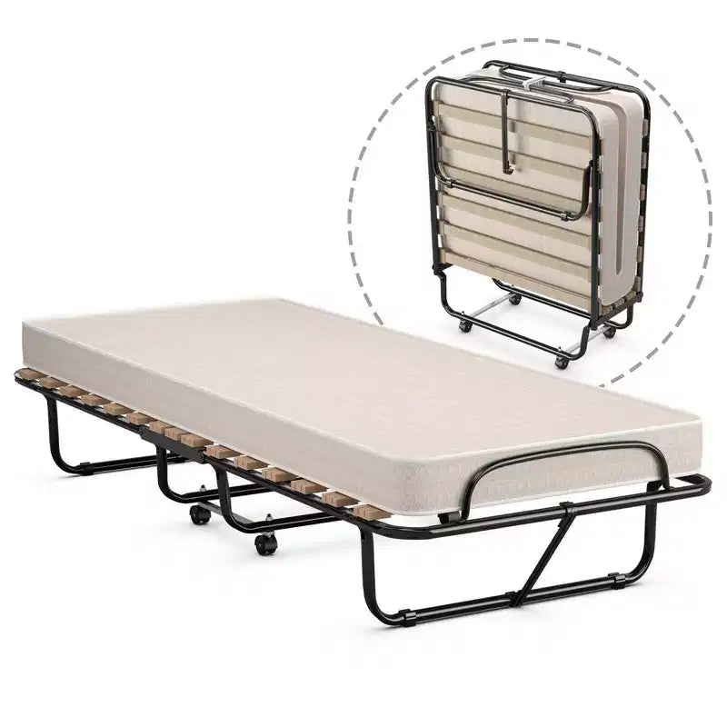 Letto Pieghevole Pieghevole per Ospiti con Materasso in Memory Foam Fabbricato in Italia