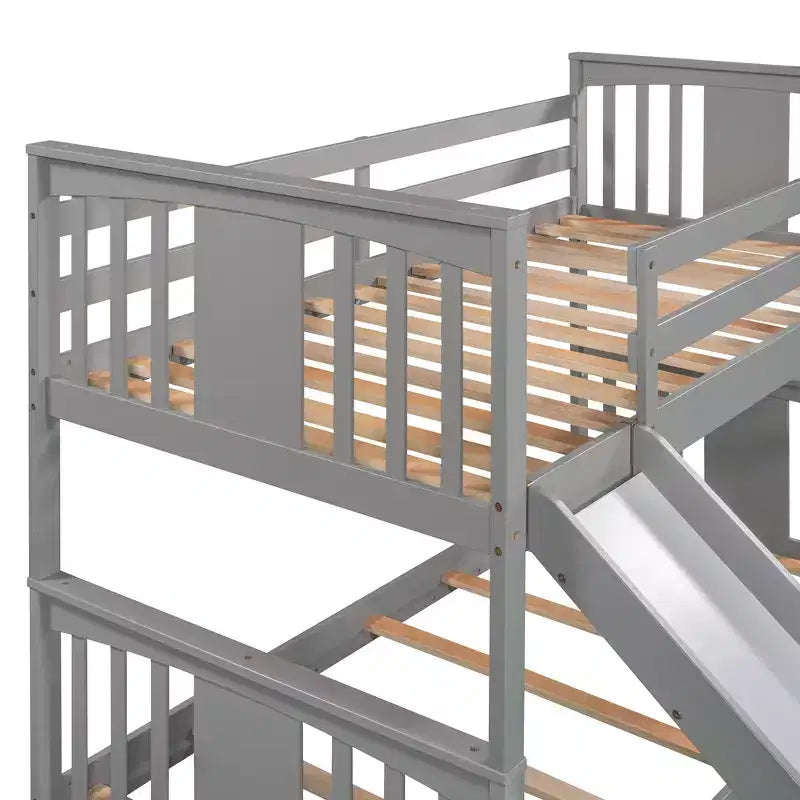 Letto a castello Whisen Twin Over Twin con scivolo e scaletta, Progettato per la tua sicurezza