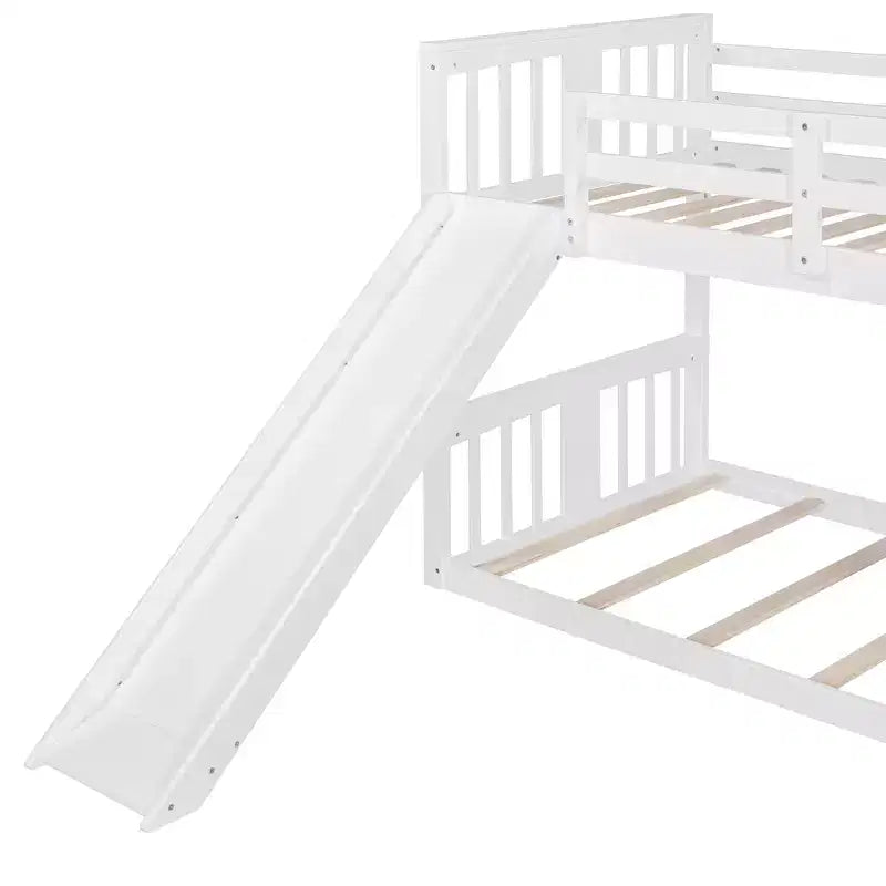 Letto a castello Whisen Twin Over Twin con scivolo e scaletta, Progettato per la tua sicurezza