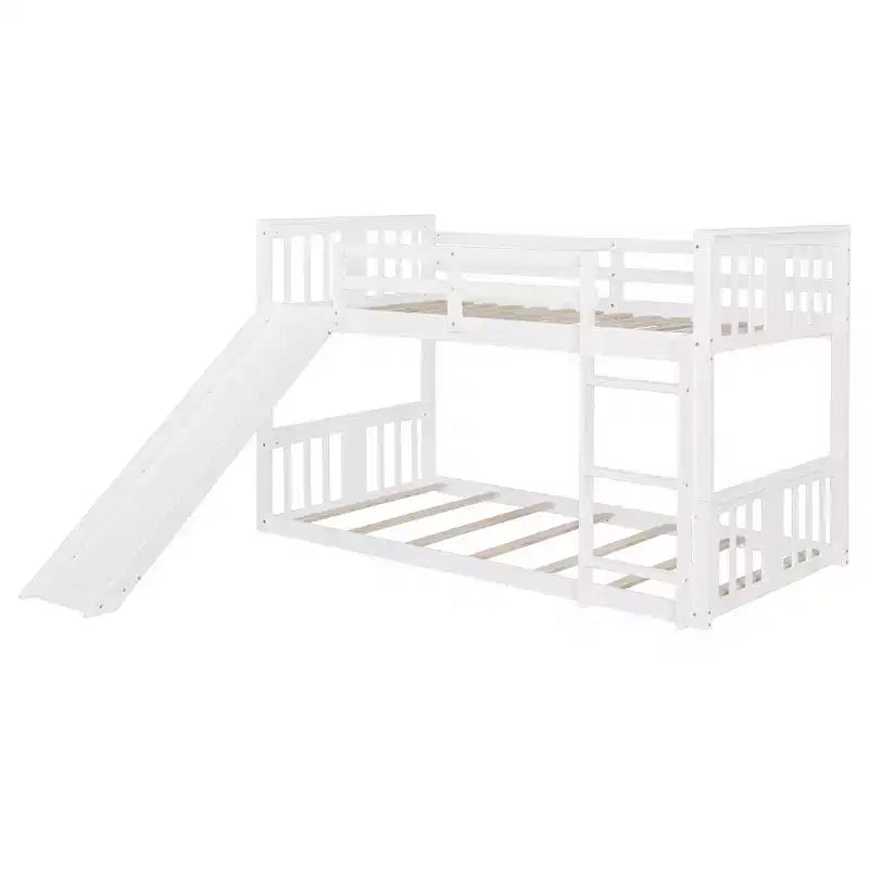 Letto a castello Whisen Twin Over Twin con scivolo e scaletta, Progettato per la tua sicurezza