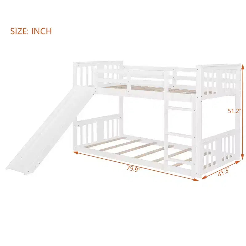 Letto a castello Whisen Twin Over Twin con scivolo e scaletta, Progettato per la tua sicurezza