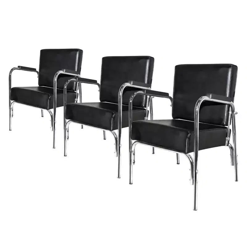 PureSana 3 Pack Chromium Ella Professional Auto Reclining Shampoo Chair with Washable Vinyl, High Density Foam Cushions, and Stainless Steel Frame