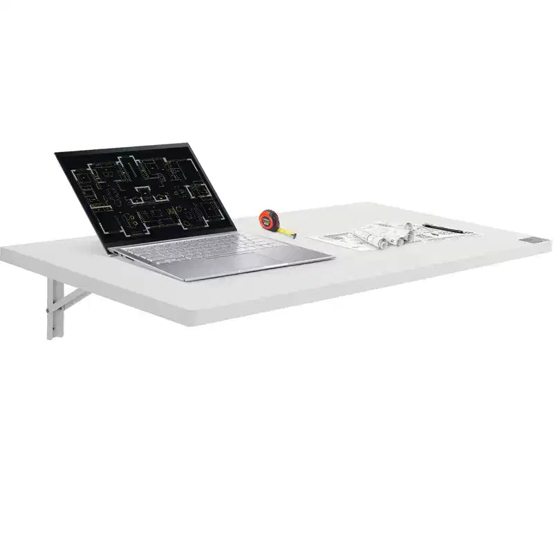 VEVOR Wall Mounted Folding Table, 39.37 x 19.69 Wall Mount Drop Leaf Table, Floating Desk with Iron Bracket, Fold Down Desk