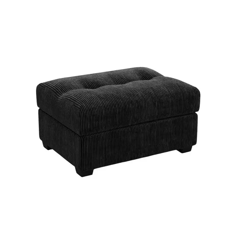HomeRoots Pouf trapuntato in velluto a coste nero 37