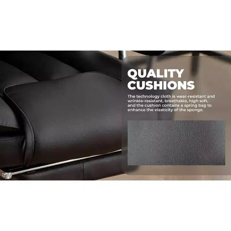 Sedia da ufficio direzionale Ora Maison Big and Tall, in pelle, schienale alto ergonomico con poggiapiedi, nera