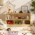 Wooden 5-Section 2-Tier Bookshelf, Open Shelving Kids Bookcase with Toy Storage Organizer for Playroom Nursery Classroom Kindergarten