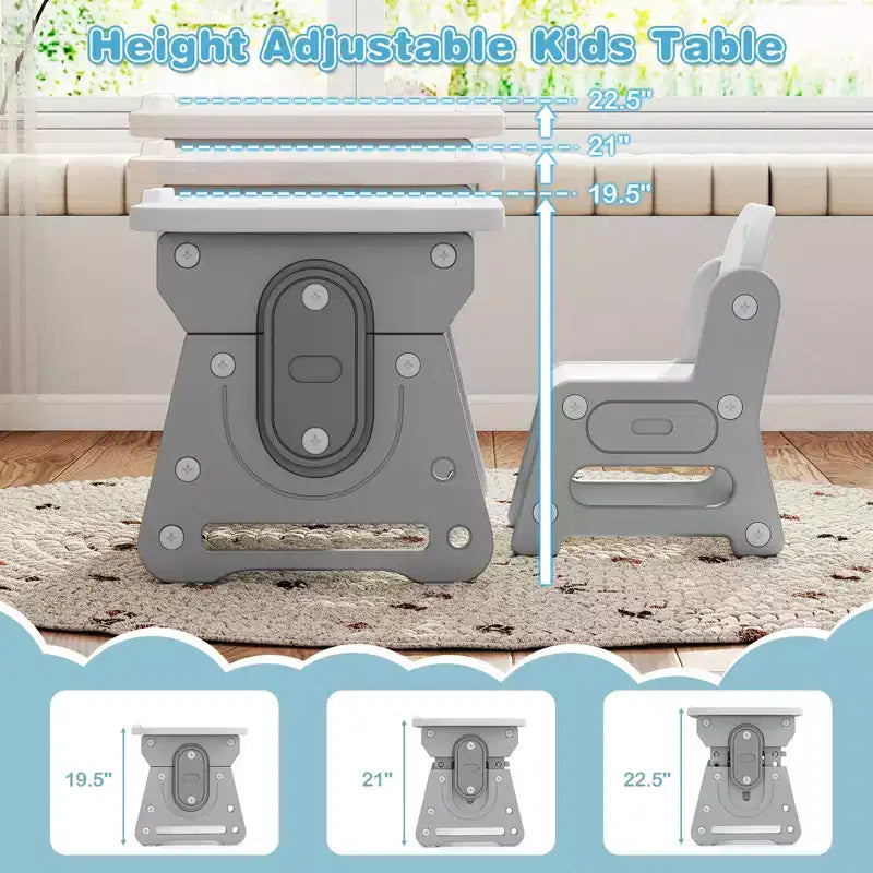 Set Tavolo e Sedie per Bambini Regolabile in Altezza, Tavolo da Disegno per Bambini con Leggio