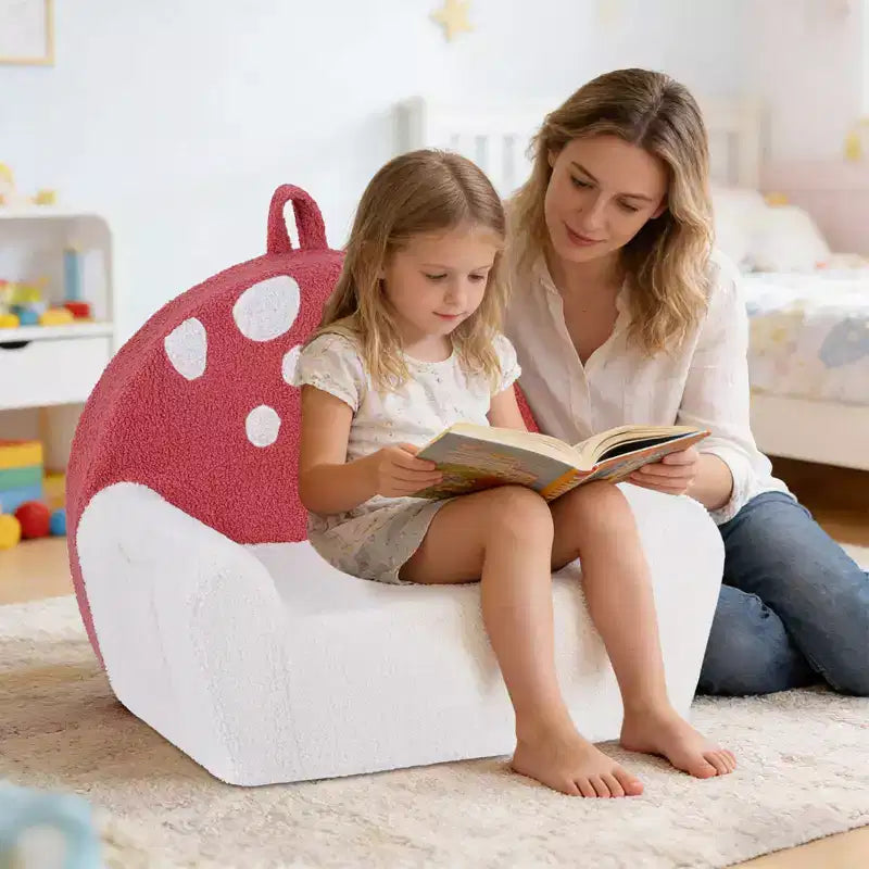 Divano per bambini, divano in schiuma per bambini con rivestimento in morbido pile Teddy lavabile in lavatrice rosa + beige