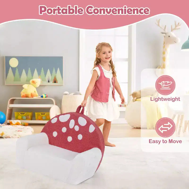 Divano per bambini, divano in schiuma per bambini con rivestimento in morbido pile Teddy lavabile in lavatrice rosa + beige
