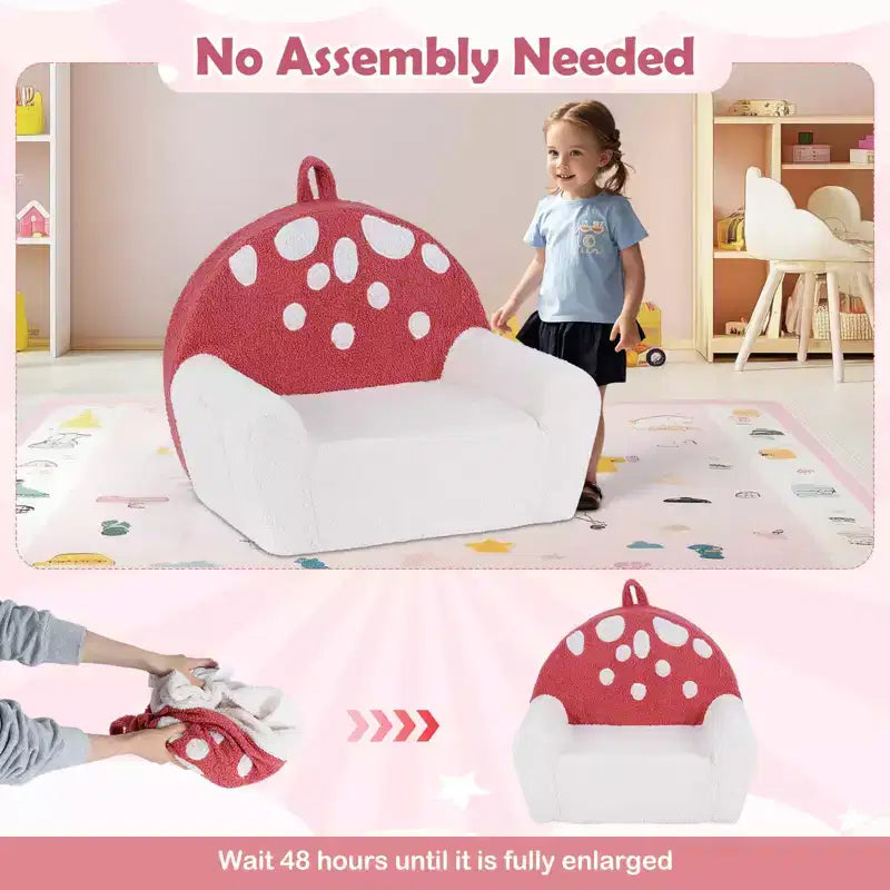 Divano per bambini, divano in schiuma per bambini con rivestimento in morbido pile Teddy lavabile in lavatrice rosa + beige