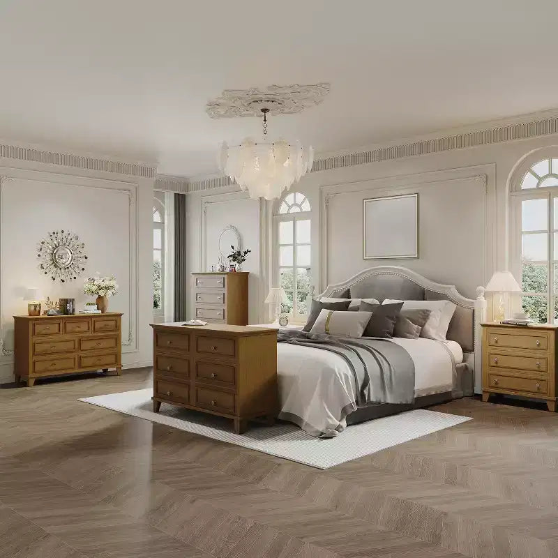Cassettiera moderna a 7 cassetti per camera da letto Ampio comò Cassetti con ampio spazio Piano in legno resistente all'acqua Maniglie in metallo Scrivania ispessita
