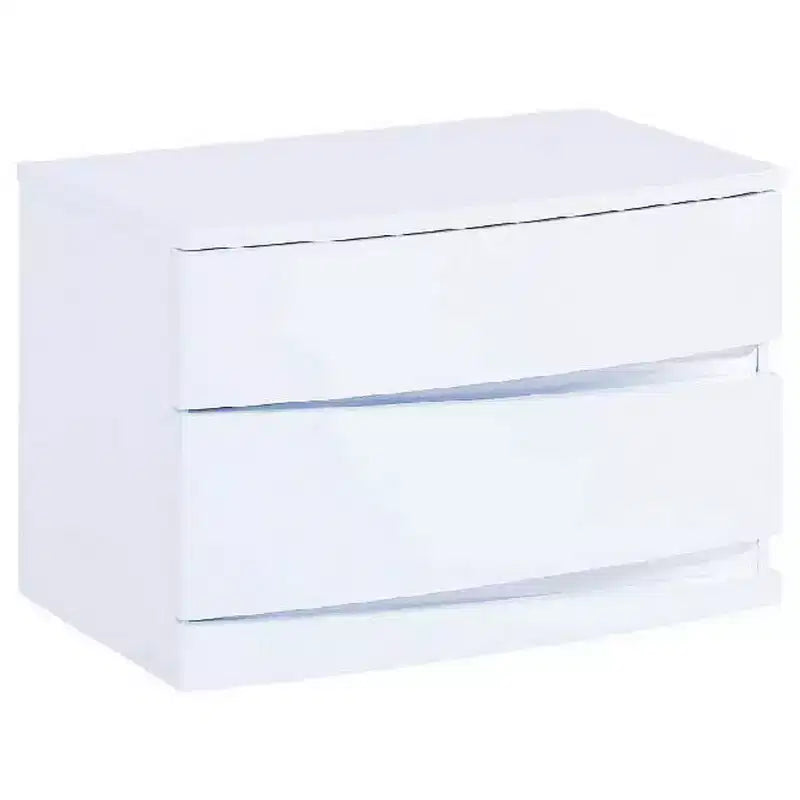 HomeRoots 17 White Two Drawers Manufactured Wood Mirrored Nightstand
