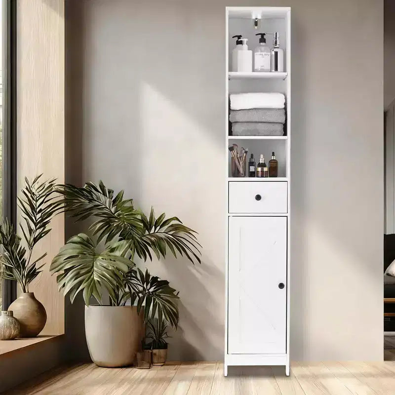 Mobiletto da bagno alto e stretto, armadietto contenitore sottile da 66,9 pollici, organizer indipendente resistente all'acqua per piccoli spazi