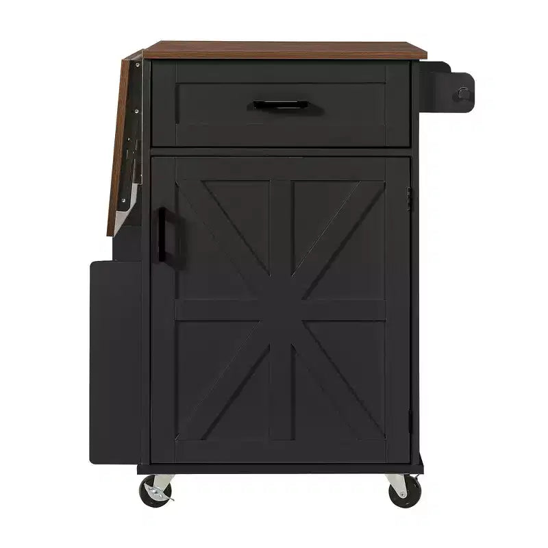 Whisen 39.3 Isola da Cucina con Ripiano, Carrello da Cucina Portatile con Ruote e Ribalta, Portasciugamani, 1 Cassetto