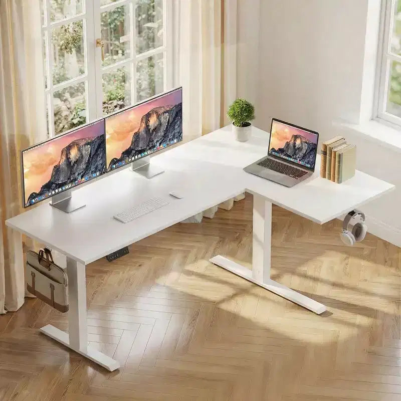 Scrivania elettrica angolare a L 71 X 48 pollici, scrivania per computer regolabile in altezza elettricamente, scrivania sit-stand per ufficio domestico