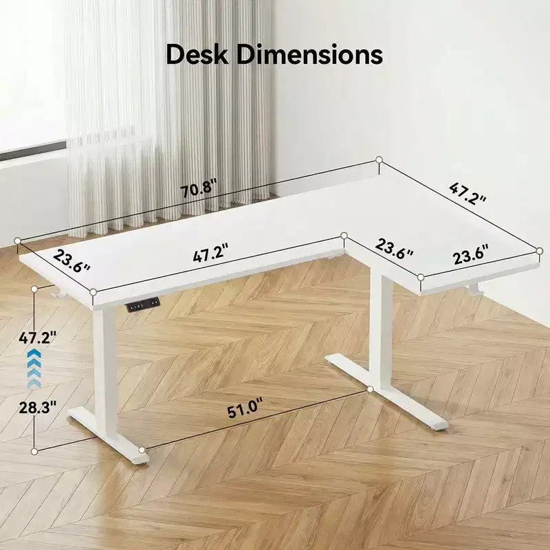Scrivania elettrica angolare a L 71 X 48 pollici, scrivania per computer regolabile in altezza elettricamente, scrivania sit-stand per ufficio domestico