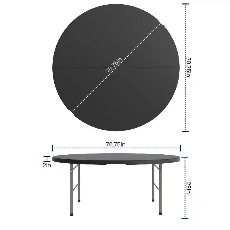 Tavolo pieghevole rotondo in plastica bi-fold Flash Furniture da 5,89 piedi per banchetti ed eventi con maniglia per il trasporto