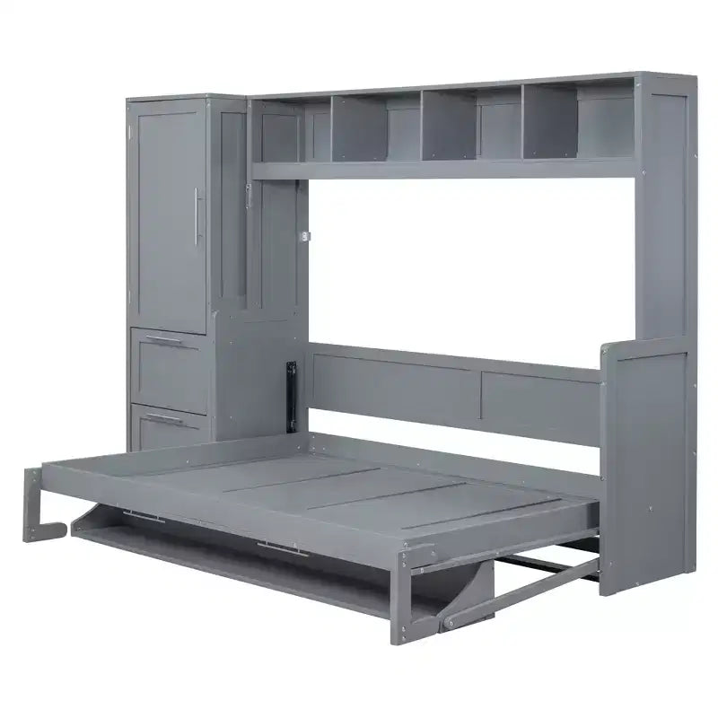 GDFStudio Evans Letto a scomparsa matrimoniale con armadio e cassetti, Queen Size
