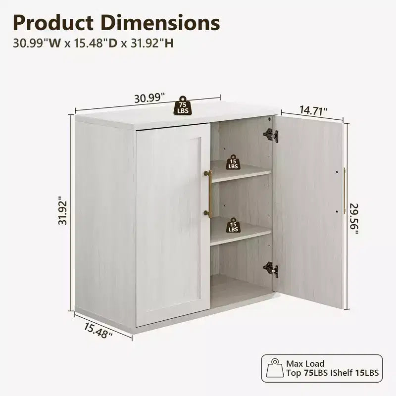Madia Credenza con Mobile Contenitore, Armadietto d'Accento con Ripiano Regolabile, Tavolo Consolle in Legno per Caffè per Cucina, Soggiorno
