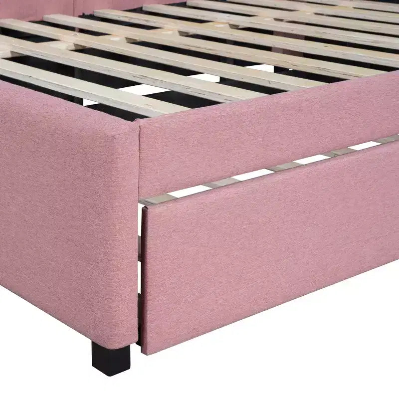 Moderno divano letto in lino imbottito a grandezza naturale con letto estraibile