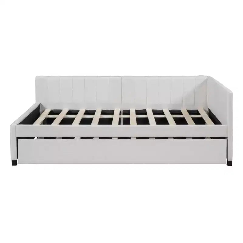 Moderno divano letto in lino imbottito a grandezza naturale con letto estraibile