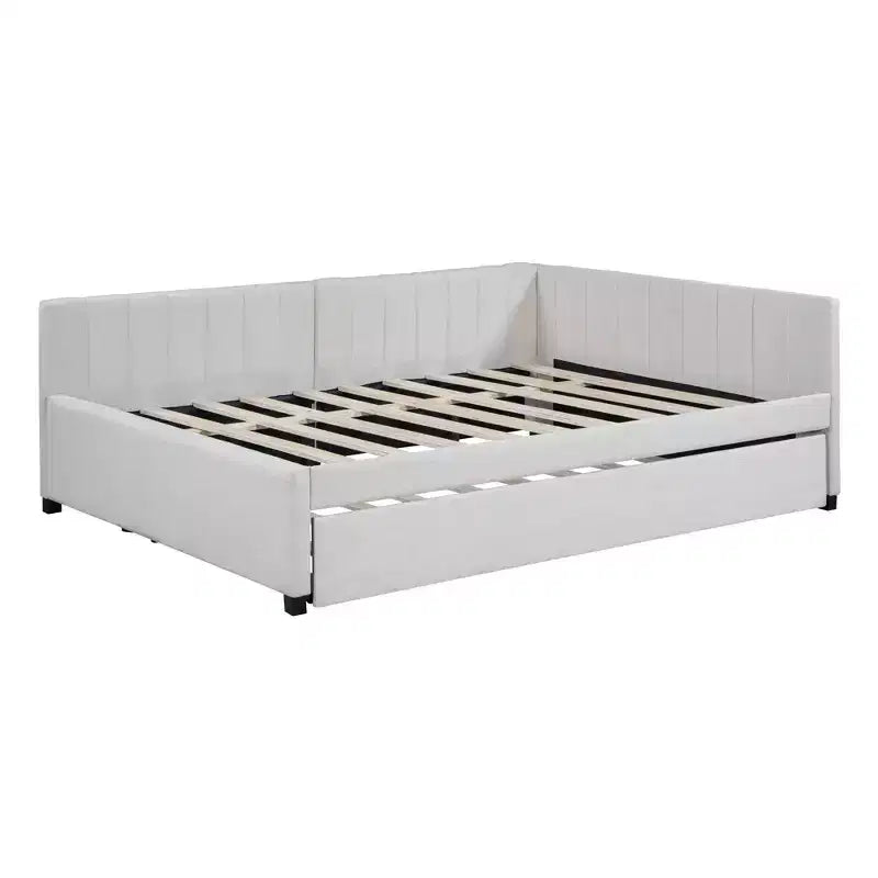 Moderno divano letto in lino imbottito a grandezza naturale con letto estraibile