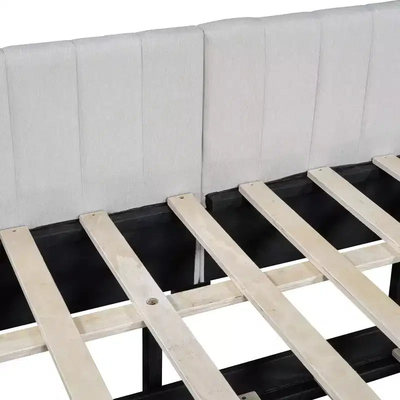 Moderno divano letto in lino imbottito a grandezza naturale con letto estraibile