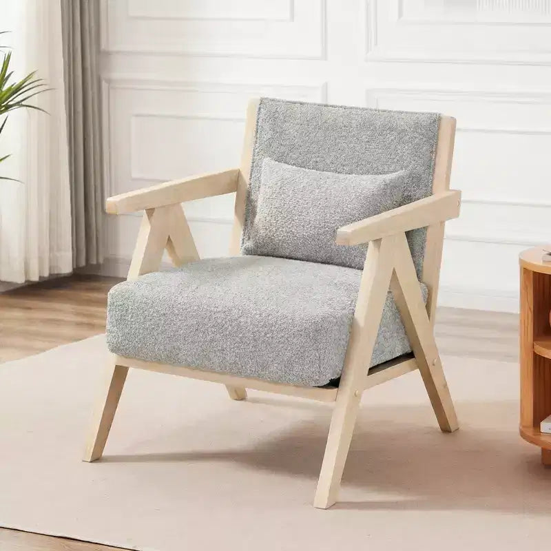 Poltrona d'accento Mid-Century Modern con morbido tessuto ciniglia e schienale marrone/grigio
