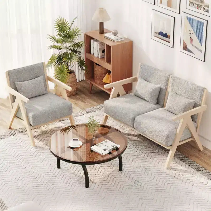 Poltrona d'accento Mid-Century Modern con morbido tessuto ciniglia e schienale marrone/grigio