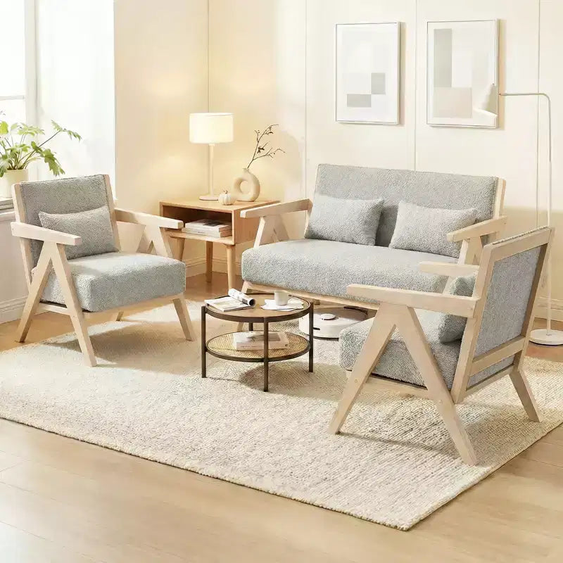 Poltrona d'accento Mid-Century Modern con morbido tessuto ciniglia e schienale marrone/grigio