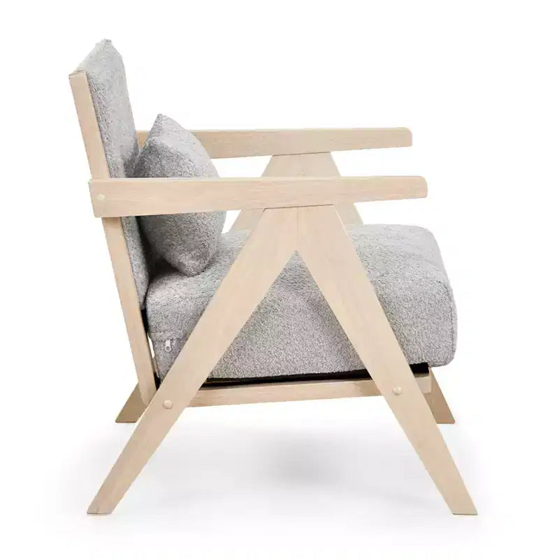 Poltrona d'accento Mid-Century Modern con morbido tessuto ciniglia e schienale marrone/grigio