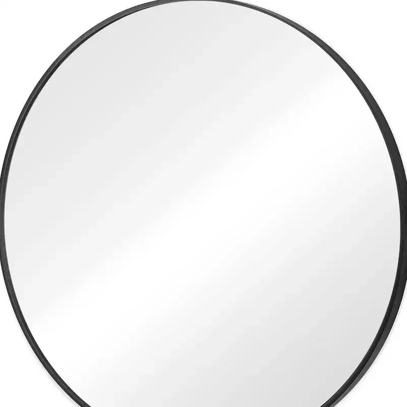 HomeRoots Specchio da bagno con cornice rotonda in metallo nero 30